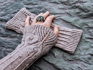 Armstulpen "Feathers and Lines", Strickanleitung für 2 Größen