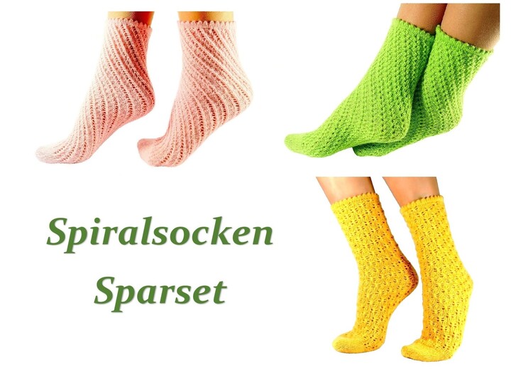 Ajourmuster Spiralsocken für Sommer - Sparset