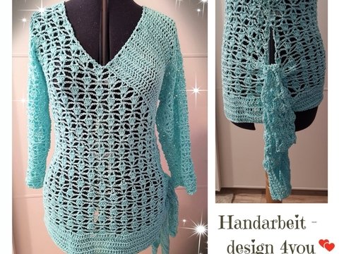 Häkelpulli in Wickeloptik