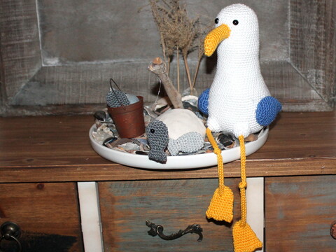 Möwe Marvin & Freunde – Häkelanleitung für 3 Möwen (Amigurumi)