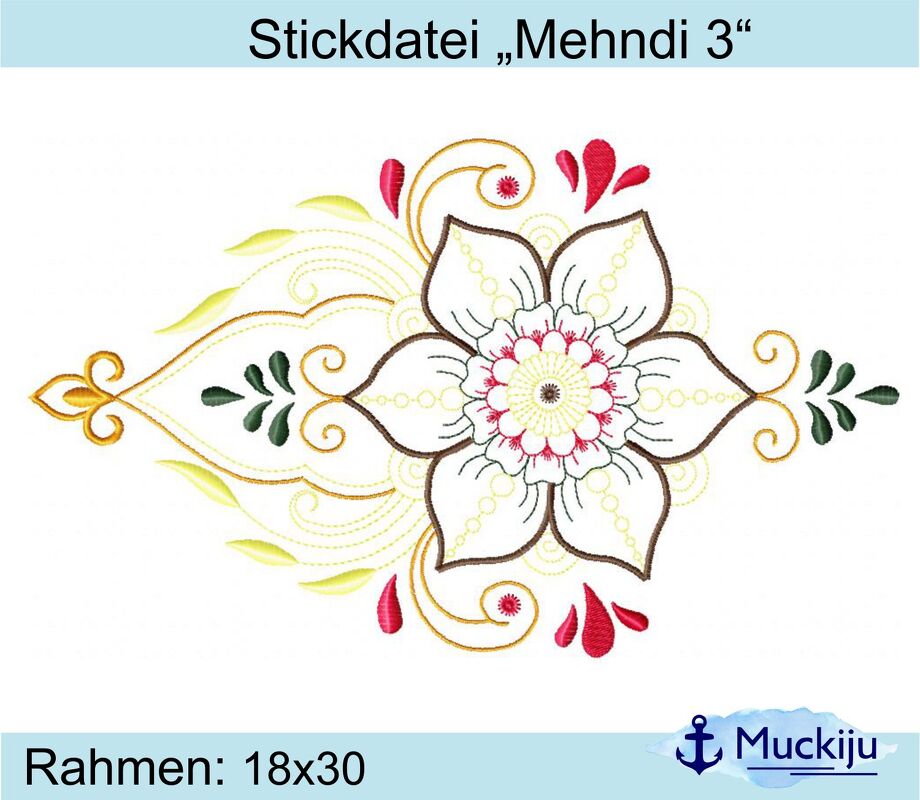 ★Stickdatei "Mehndi 3" ★ 18x30 ★