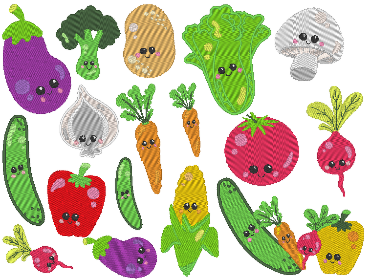 Gemüse gefüllt Stickdatei
