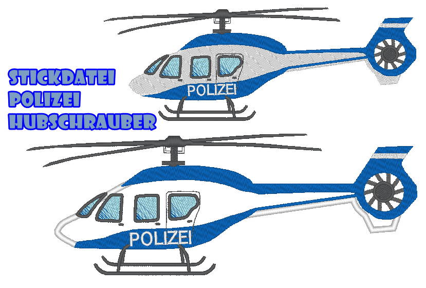Polizei Hubschrauber Stickdatei