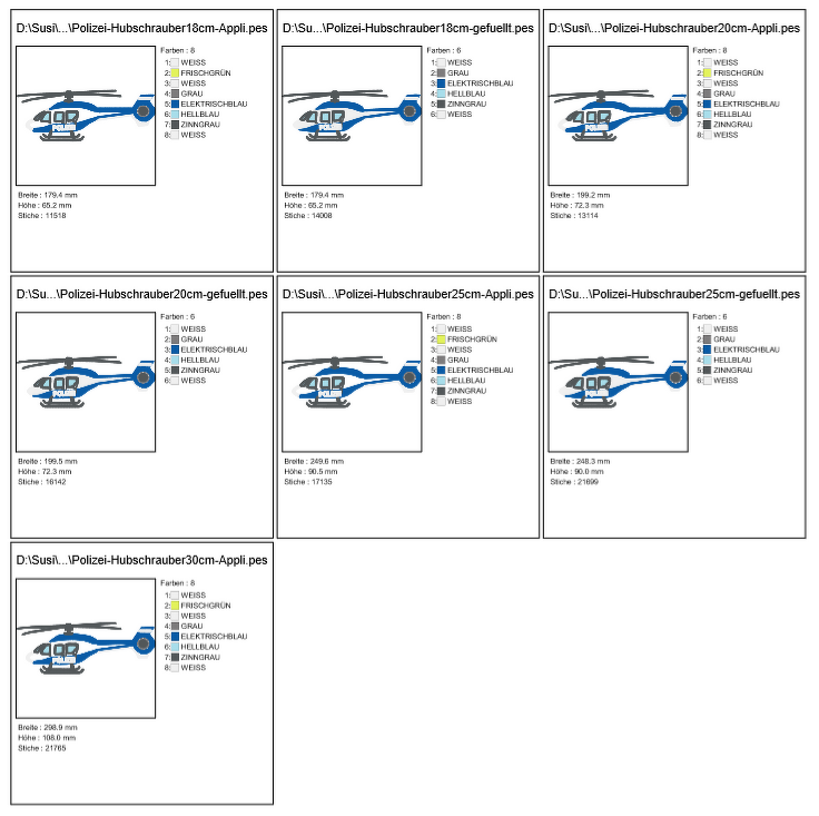 Polizei Hubschrauber Stickdatei - Bild 3