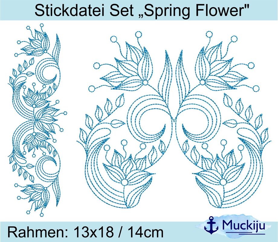 ★Stickdatei "Springflower" ★ 14cm / 13x18 ★ 2 Motive