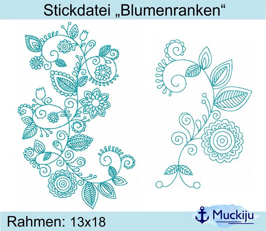 ★Stickdatei "Blumenranken" ★ 13x18 ★ 2 Motive