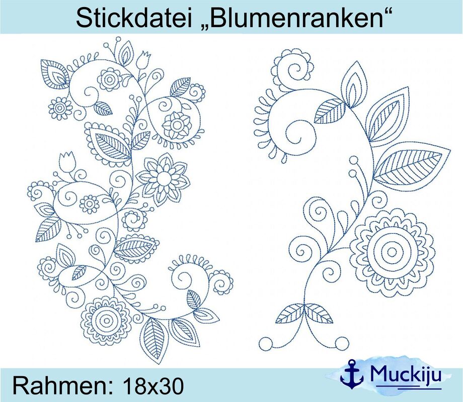 ★Stickdatei "Blumenranken" ★ 18x30 ★ 2 Motive