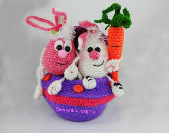 Crochet Pattern Amigurumi Little Easter bunnies in a UFO SHIP
