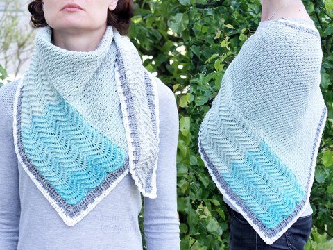 Schulter- & Halstuch "Cruise" (Wellen- & Reliefmuster, 175 x 120 x 65 cm)