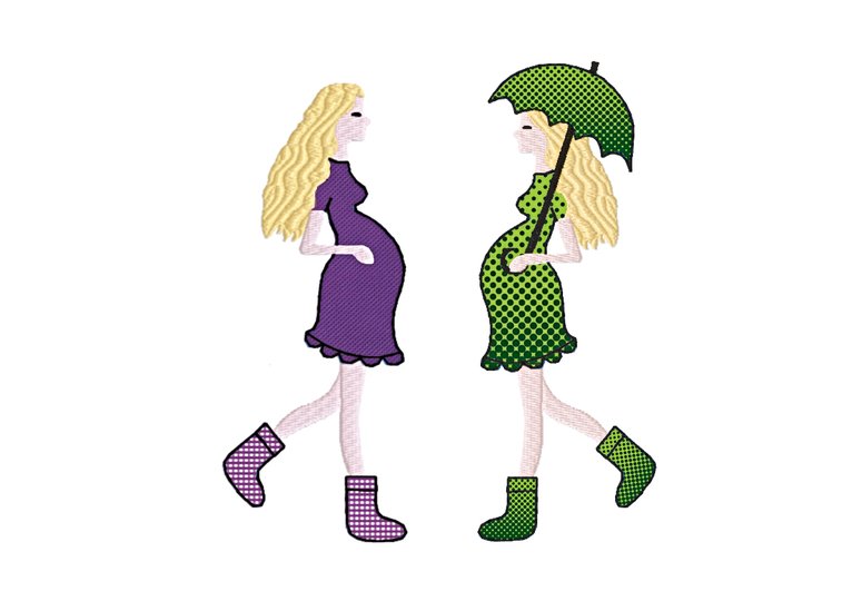 Stickdatei "Frau - schwanger“ zwei Varianten 13 cm x 18 cm