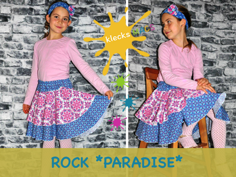 Mädchenstufenrock *PARADISE* von klecksMACS - Nähanleitung / E-Book in PDF