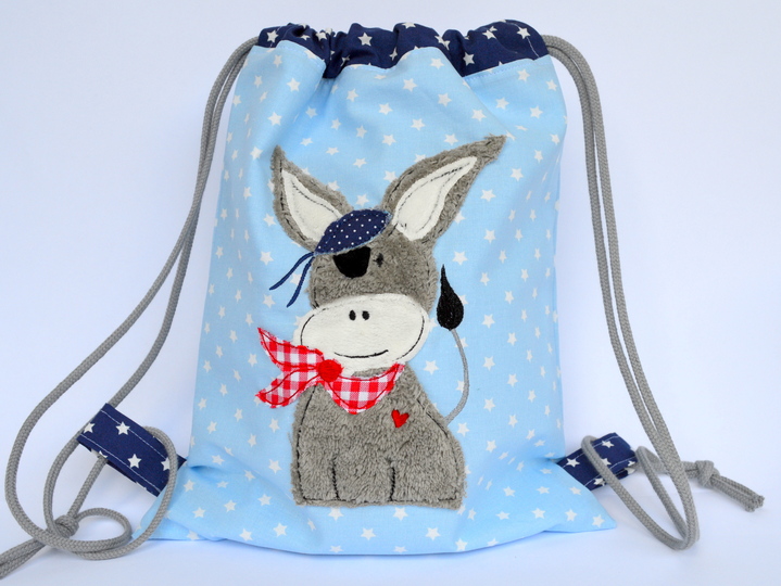 Stickdatei Esel Pirat doodle 13x18cm