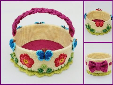 Häkelanleitung Utensilo Aufbewahrungskorb "Frühlingserwachen"