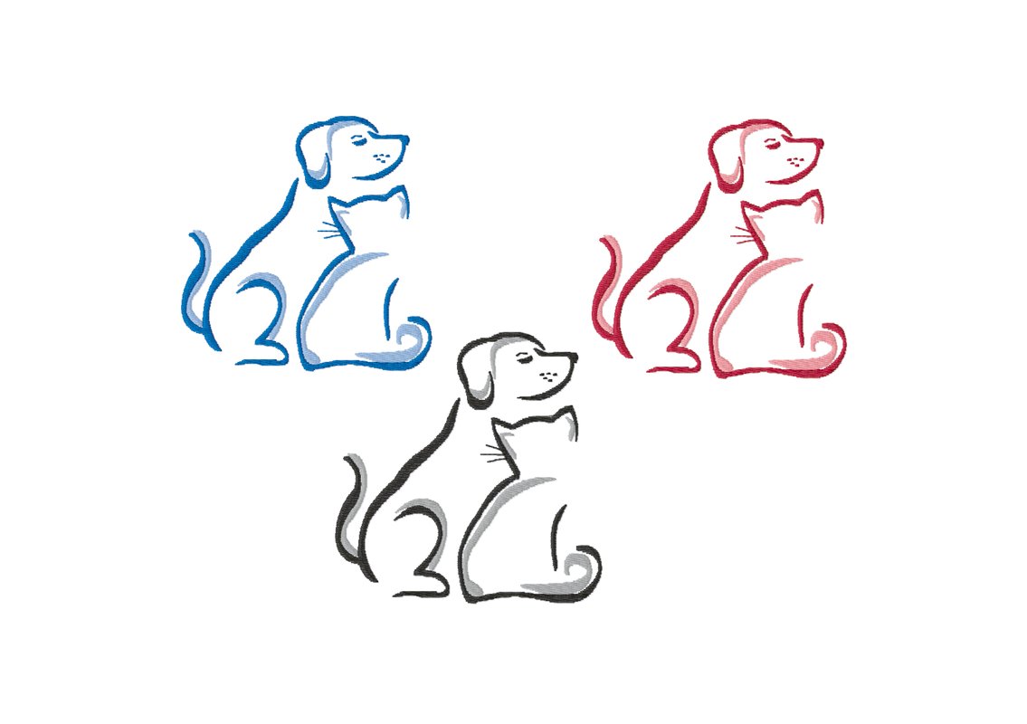 Stickdatei "Hund und Katze" für den Rahmen ab 10 cm x 10 cm