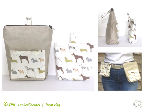 XAVER Leckerlibeutel gefüttert, in 2 Größen, Nähanleitung+Schnitt