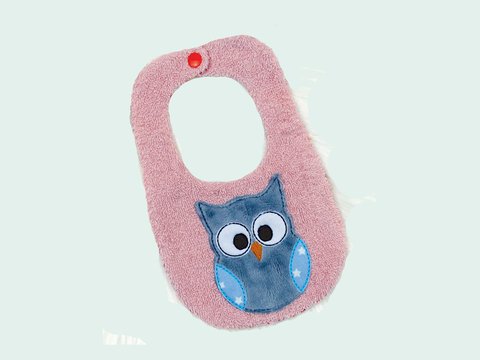 Stickdatei Lätzchen Eule Applikation ITH ab 16x26