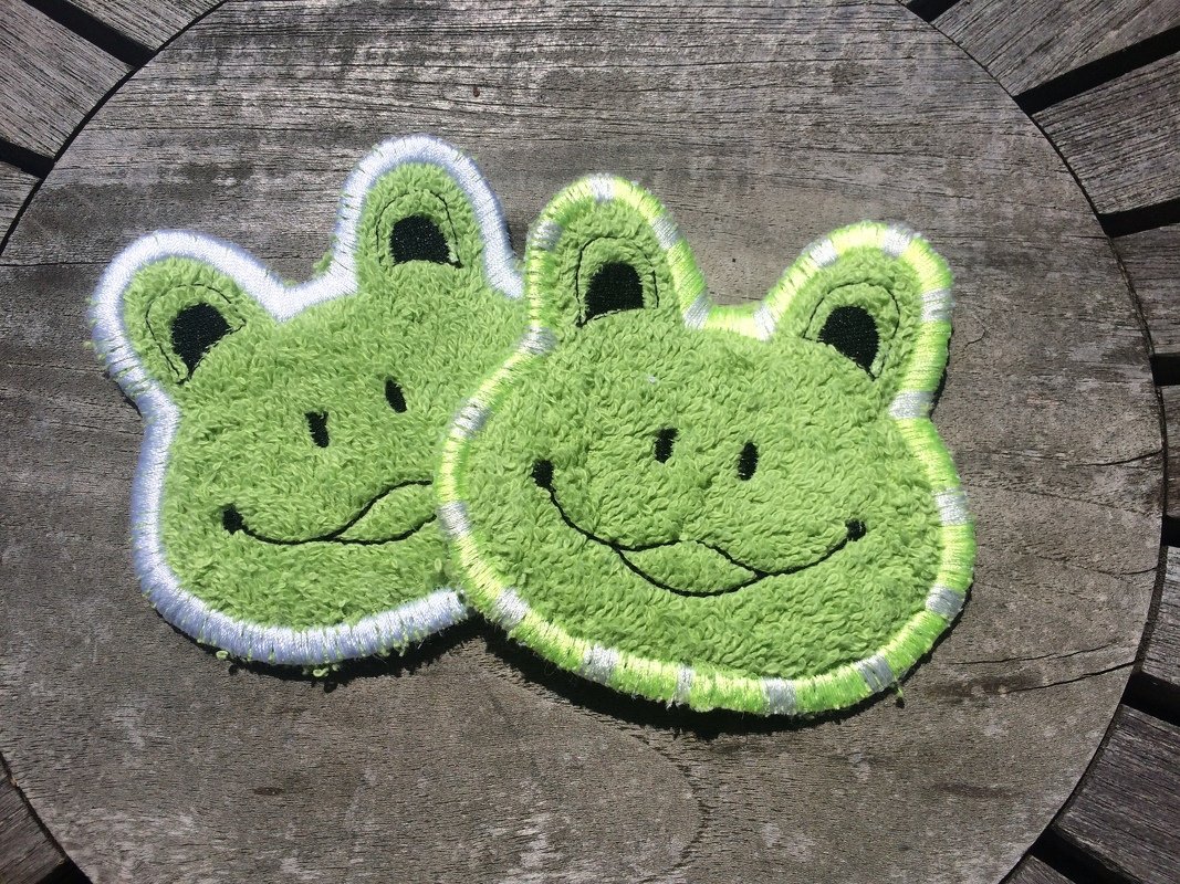 WaschPad Frosch Stickdatei  ITH 10x10 abschminken Kosmetiktuch