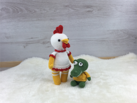 Häkelanleitung für ein Huhn und ein Krokodil