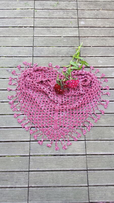 Tuch Amarena-Kirsch mit selbst gebatikter Baumwolle - Bild 2