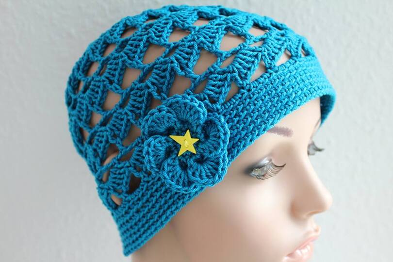 "Marlene" gehäkelte Sommermütze mit Blume PDF-Anleitung