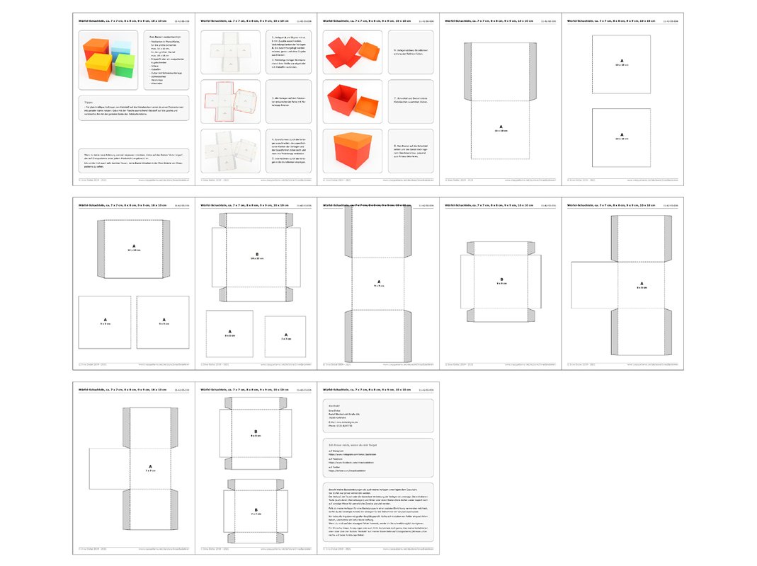 Würfel-Schachteln in vier Größen (7-10 cm³) – Bastelanleitung und Vorlagen - Bild 7