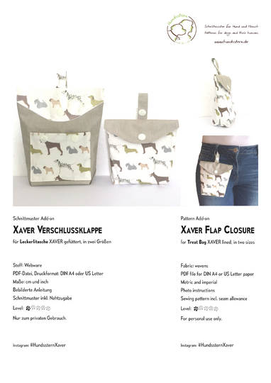 Pattern Add-on Flap Closure for XAVER Treat Bag, in 2 sizes