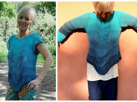 Häkelanleitung RVO Shirt "Wellenreiter"alle Größen, Wellenausschnitt!