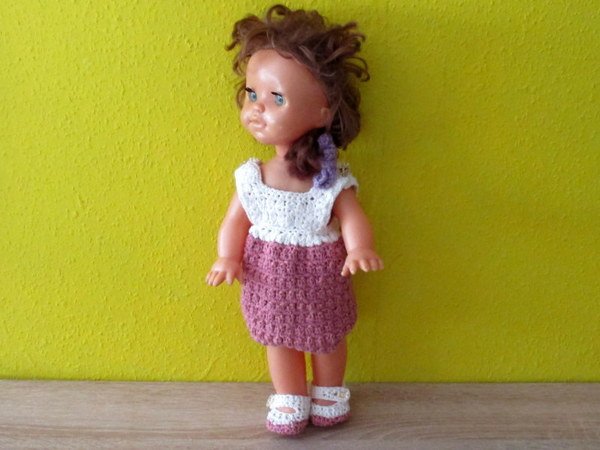 Вязание крючком Pattern - Кукла платье с обувью
