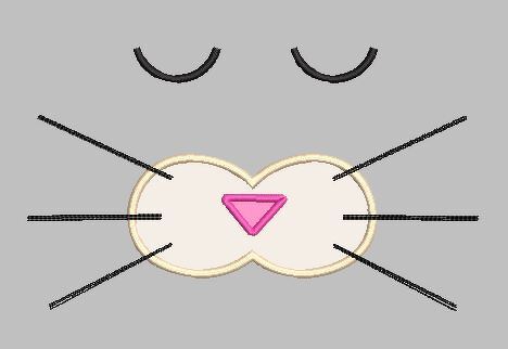 Stickdatei Katzengesicht für die Bettschlange Katze Kimba 16x26cm