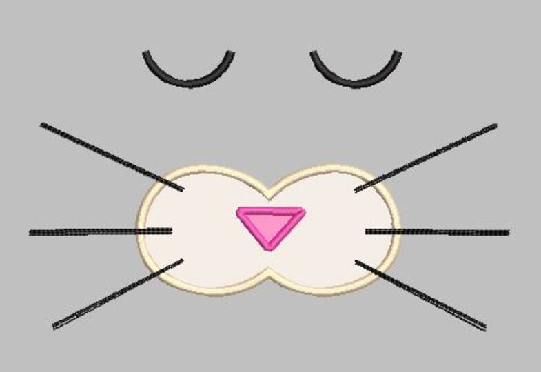 Stickdatei Katzengesicht für die Bettschlange Katze Kimba 16x26cm