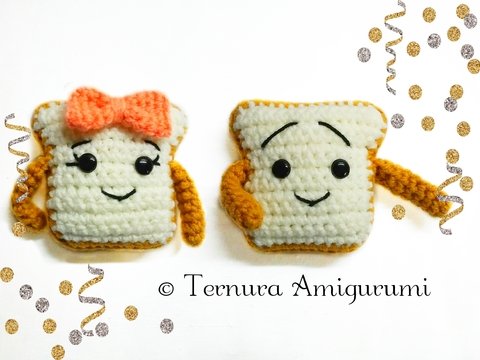 Häkelanleitung Süßer Toast PDF ternura amigurumi english- deutsch- dutch