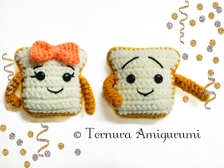 Häkelanleitung Süßer Toast PDF ternura amigurumi english- deutsch- dutch