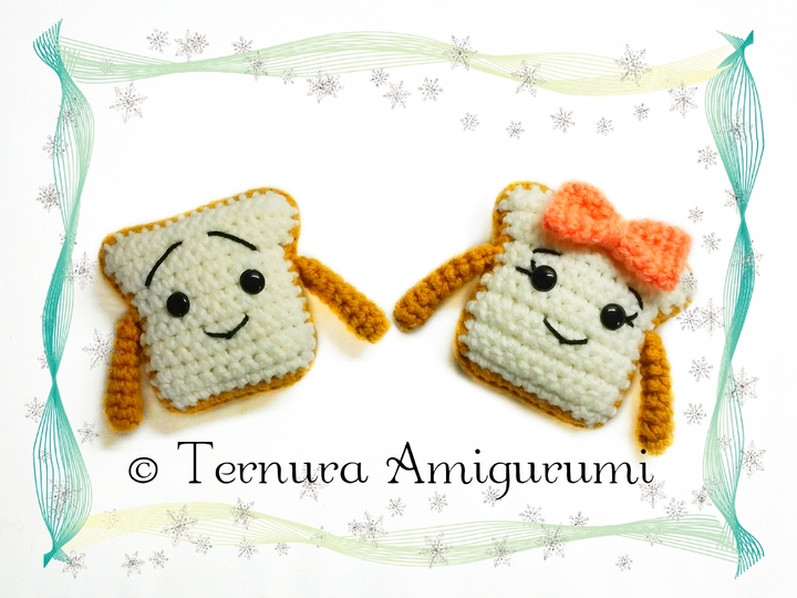 Häkelanleitung Süßer Toast PDF ternura amigurumi english- deutsch- dutch