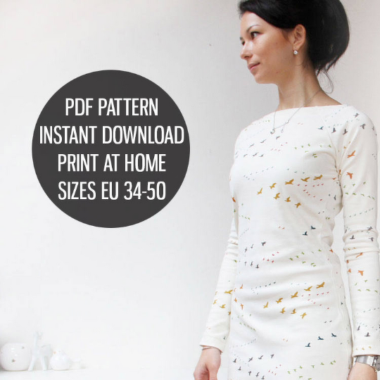 Ladies dress with raglan sleeves - Sewing pattern PDF