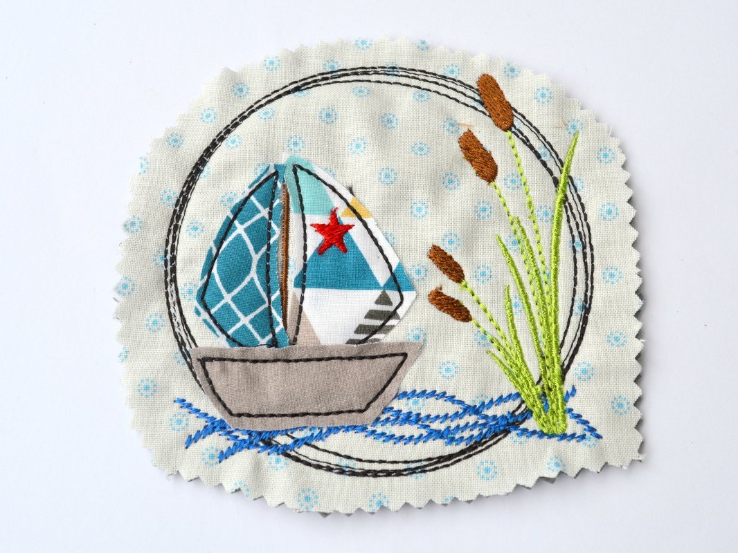 Stickdatei Boot doodle 3er SET 10x10cm