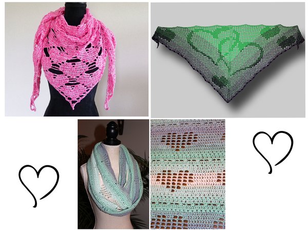 Saving kit: Crochet patterns "Hearts"