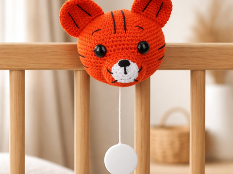 Häkelanleitung Tiger Spieluhr, Babyspielzeug häkeln