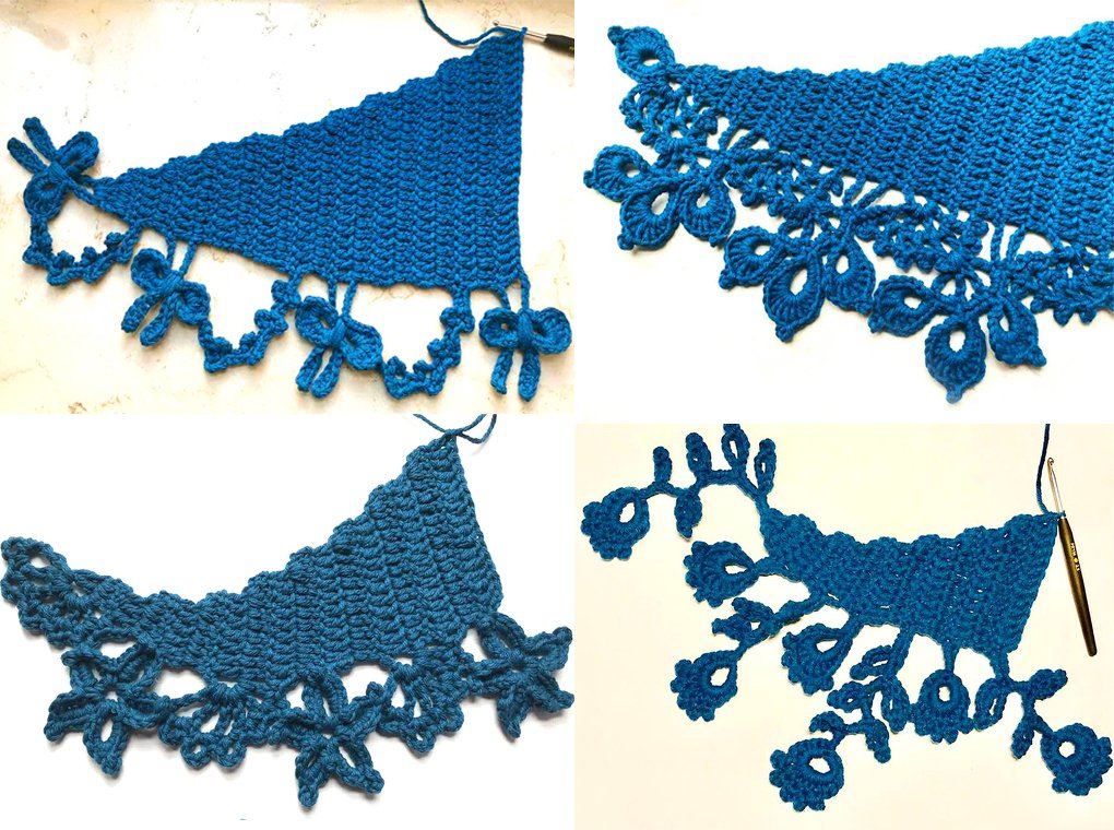 4 Dreieckstücher - Muster mit tollen Borten