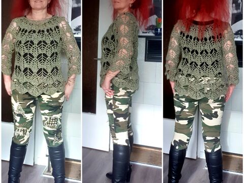 Häkelanleitung Shirt Fächer Größe 36 bis 48