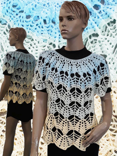 Häkelanleitung Shirt Fächer Größe 36 bis 48