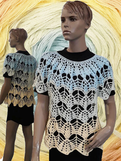 Häkelanleitung Shirt Fächer Größe 36 bis 48