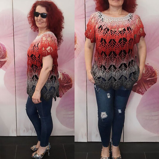 Häkelanleitung Shirt Fächer Größe 36 bis 48