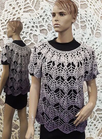 Häkelanleitung Shirt Fächer Größe 36 bis 48