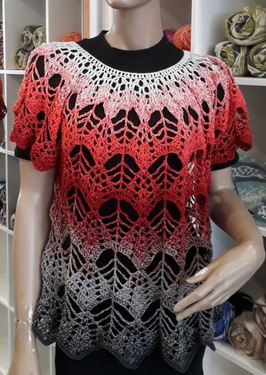 Häkelanleitung Shirt Fächer Größe 36 bis 48