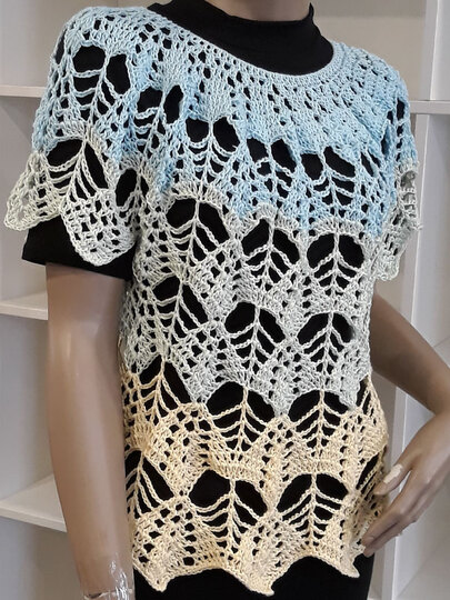 Häkelanleitung Shirt Fächer Größe 36 bis 48