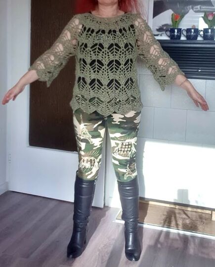 Häkelanleitung Shirt Fächer Größe 36 bis 48