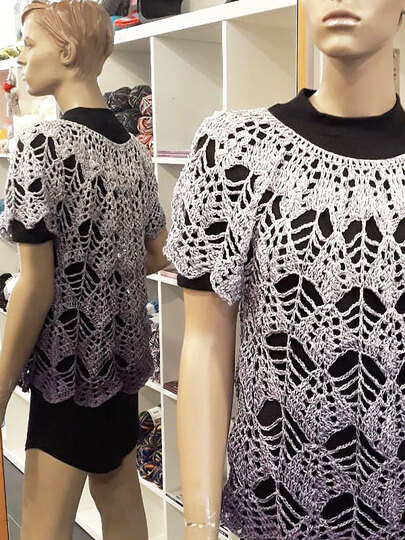 Häkelanleitung Shirt Fächer Größe 36 bis 48