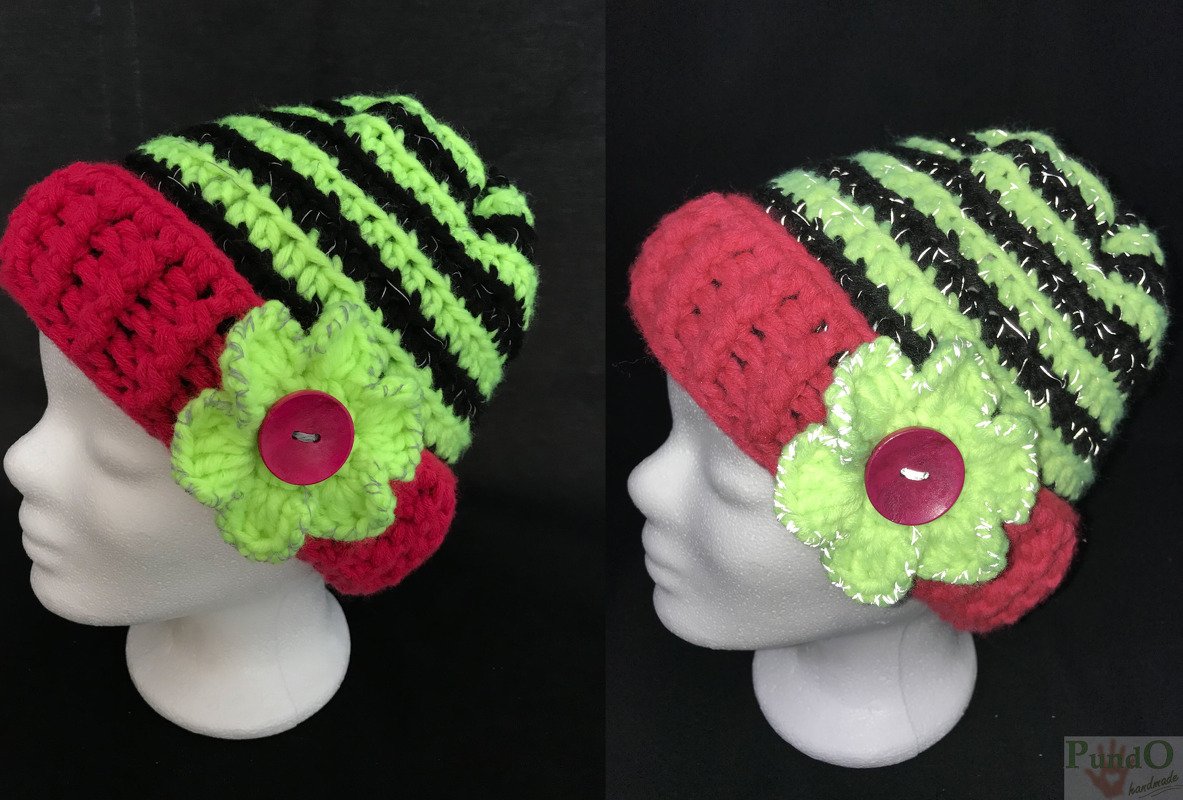 Schulweg-M&uuml;tze, Leuchte M&uuml;tze &bdquo;I see you&ldquo; h&auml;keln