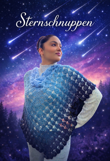 Crochet Pattern Triangle Shawl Sternschnuppen – with Crochet Chart