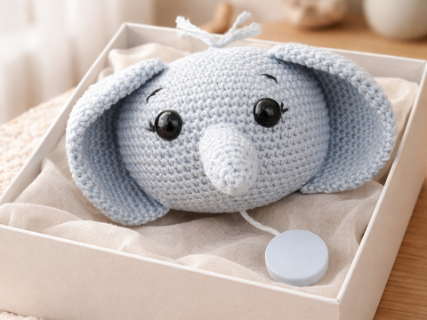 Häkelanleitung Elefanten Spieluhr, Spieluhr häkeln,Amigurumi Elefant häkeln